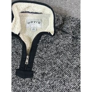 Orvis 1/4 Zip Fleece Sweater Mens Large Black White Outdoor‎ Hiking Walking